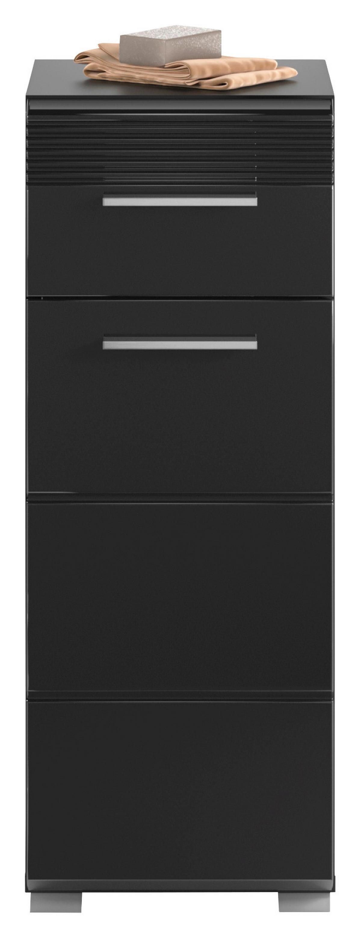Unterschrank Linus Schwarz B: 60 Cm - Schwarz Hochglanz/Schwarz, MODERN, Holzwerkstoff (60/70/30cm) - MID.YOU