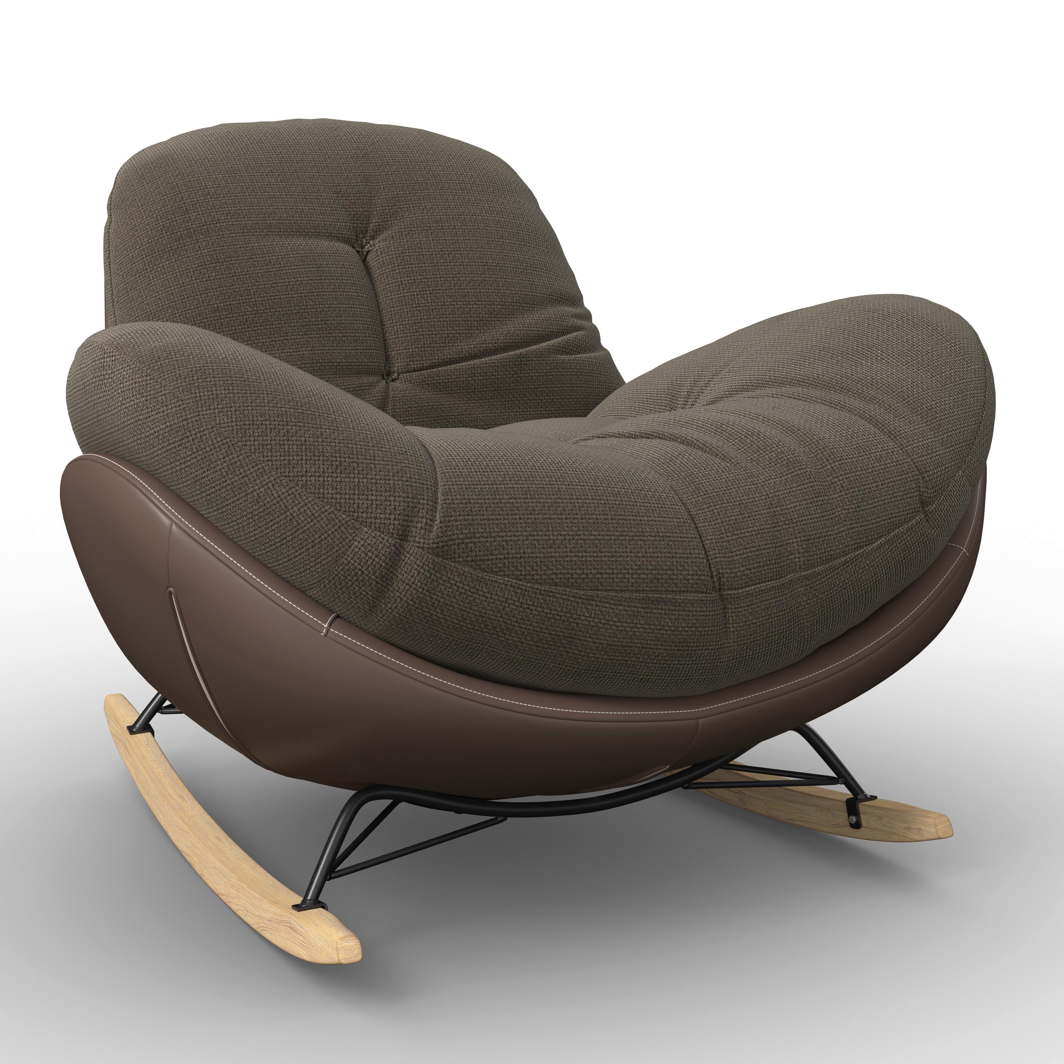 Houpací křeslo ELEA, hnědá, max. 140 kg - černá/přírodní barvy, Moderní, kov/dřevo (103/79/109cm) - Bessagi Home