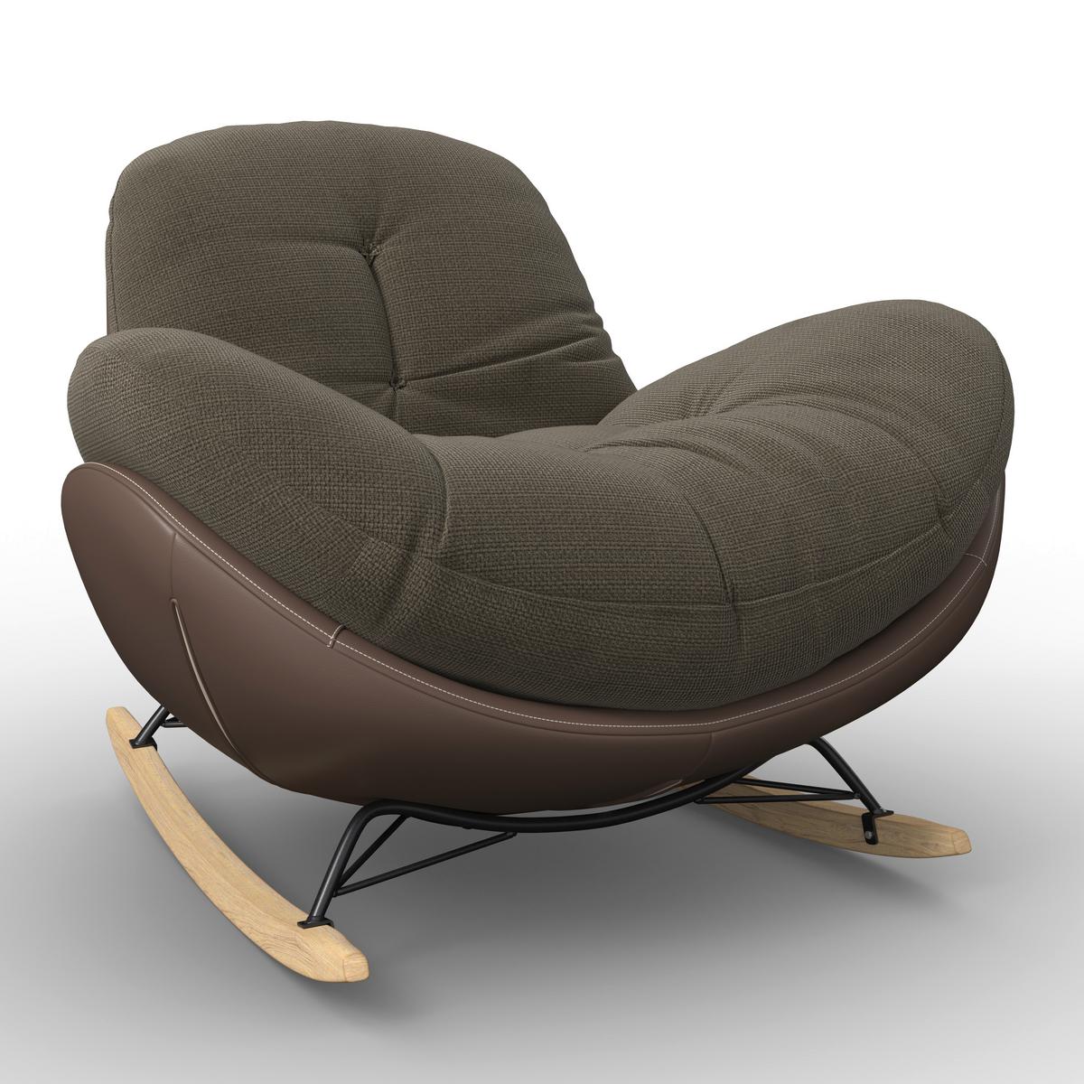 Houpací křeslo ELEA, hnědá, max. 140 kg - černá/přírodní barvy, Moderní, kov/dřevo (103/79/109cm) - Bessagi Home