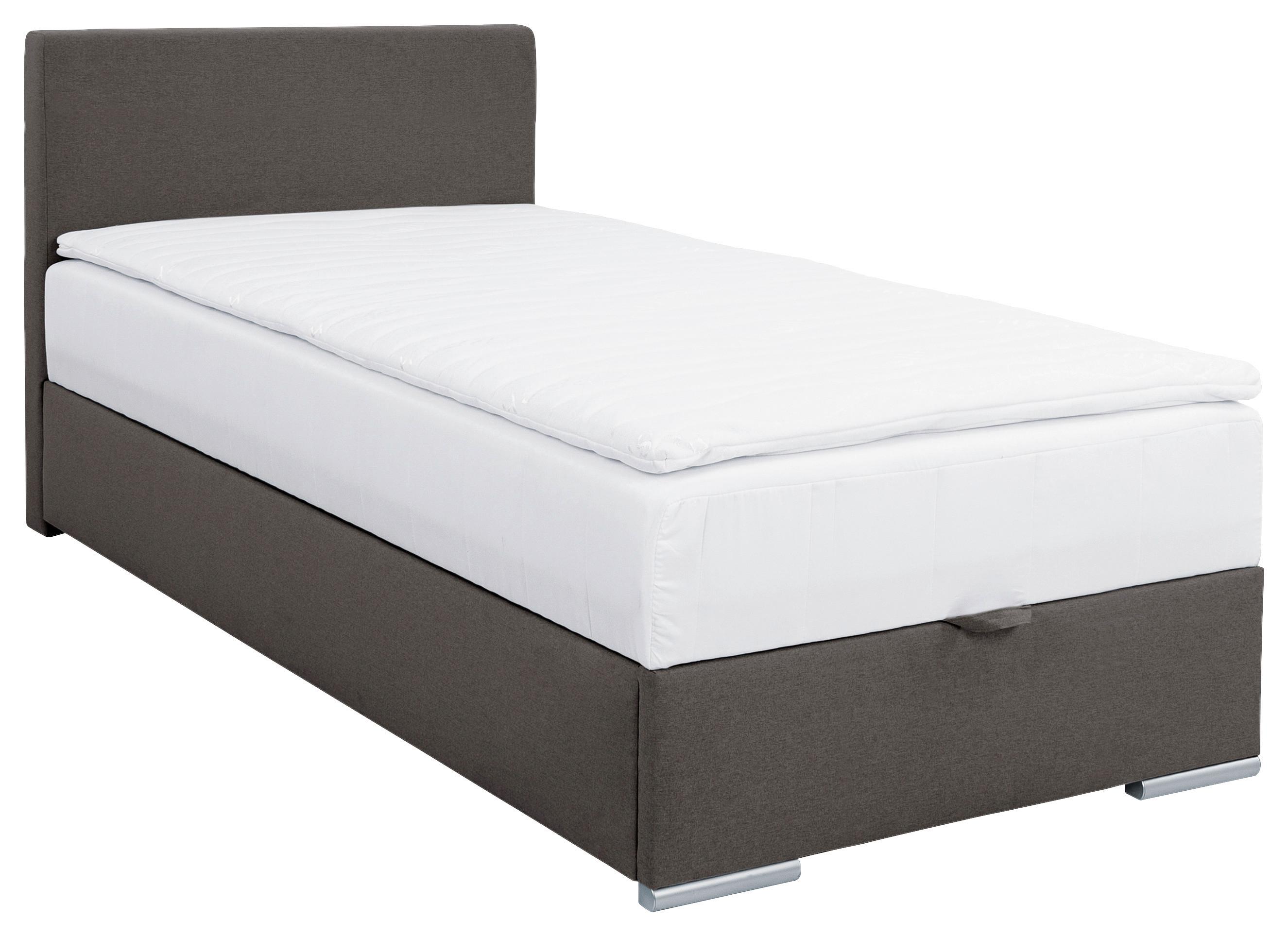Polsterbett mit Topper 100x200 cm Cosi 100 Anthrazit - Chromfarben/Anthrazit, KONVENTIONELL, Holz/Textil (100/200cm)