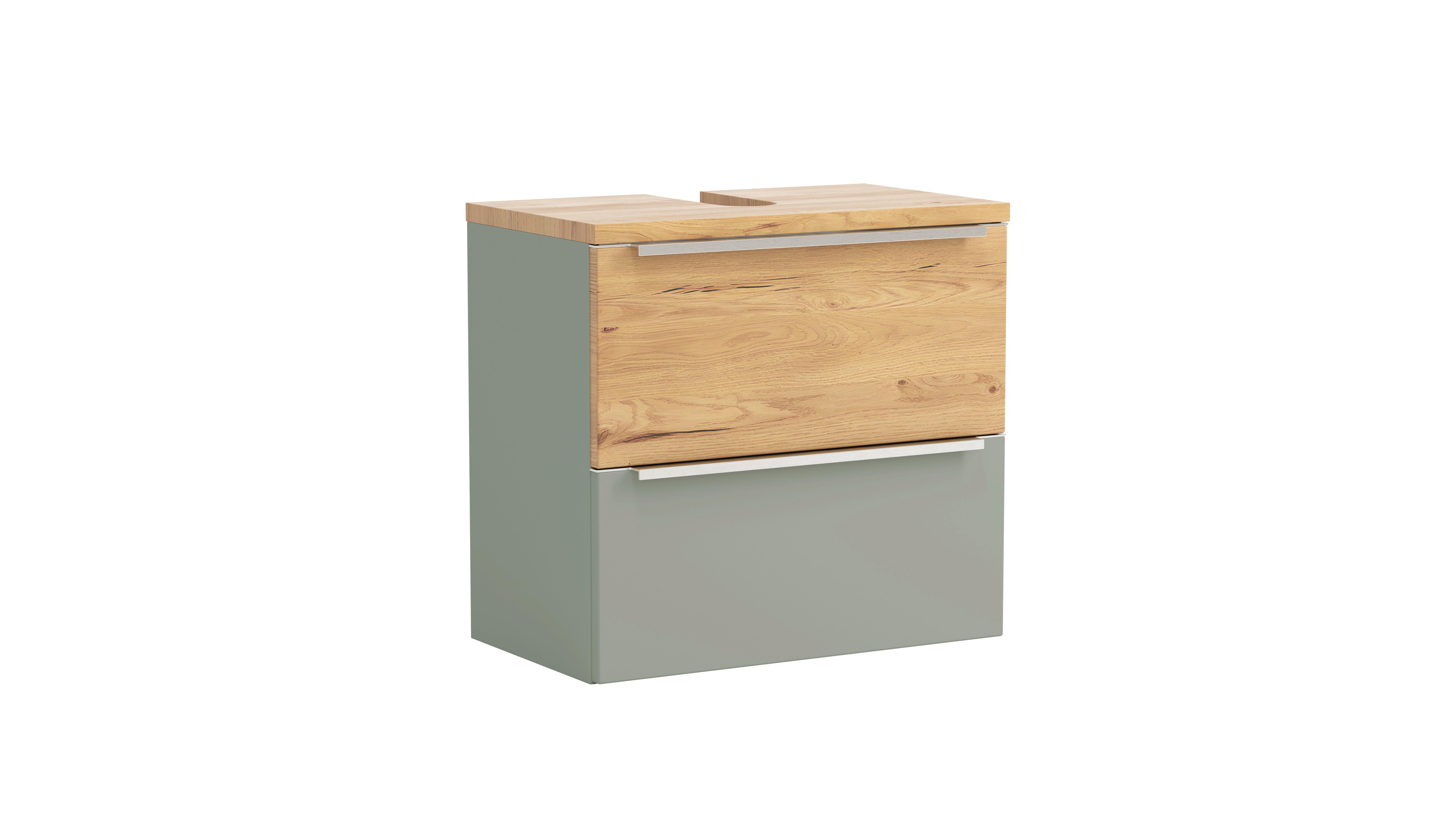 WASCHBECKENUNTERSCHRANK Schilfgrün/Wildeiche B: 60cm - Schilfgrün/Wildeiche, Trend, Holzwerkstoff (60/54/35cm) - Held