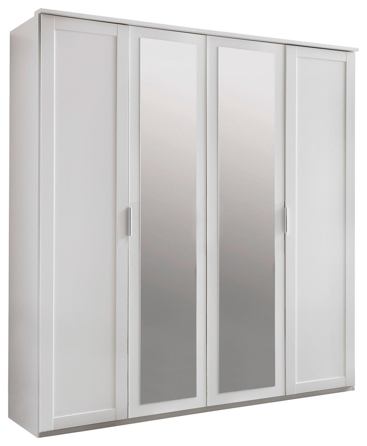 Drehtürenschrank Mit Spiegel 180cm Nadja, Weiß Dekor - Weiß, KONVENTIONELL, Glas/Holzwerkstoff (180/210/58cm) - MID.YOU