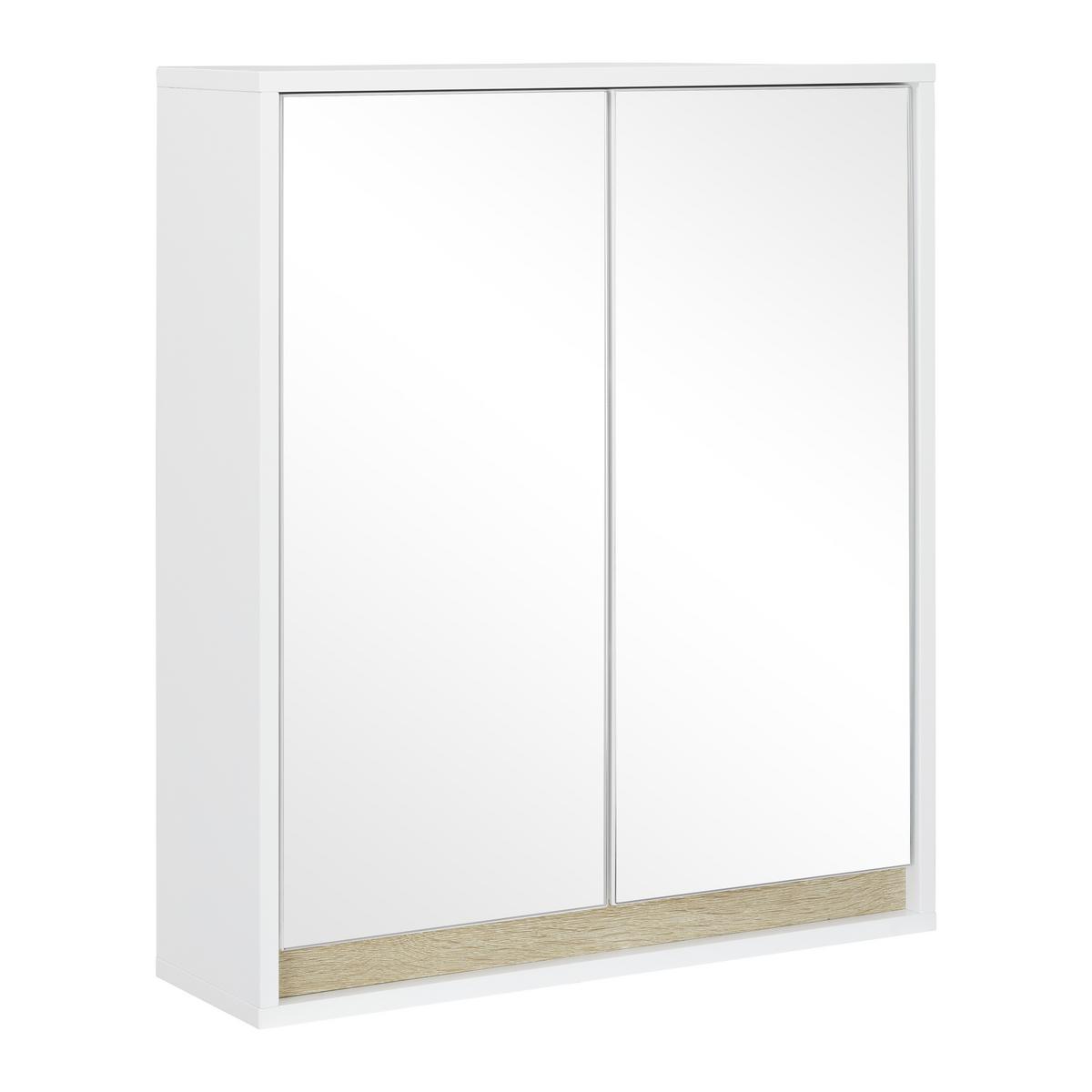 Závěsní skřiňka MASSIMO bílá/borovice - bílá/barvy stříbra, Moderní, sklo (60/70/18cm) - Bessagi Home