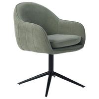 Armlehnstuhl Amara Leinenoptik Grün, B: 60 Cm - Schwarz/Grün, KONVENTIONELL, Holz/Textil (60/81/62cm) - MID.YOU