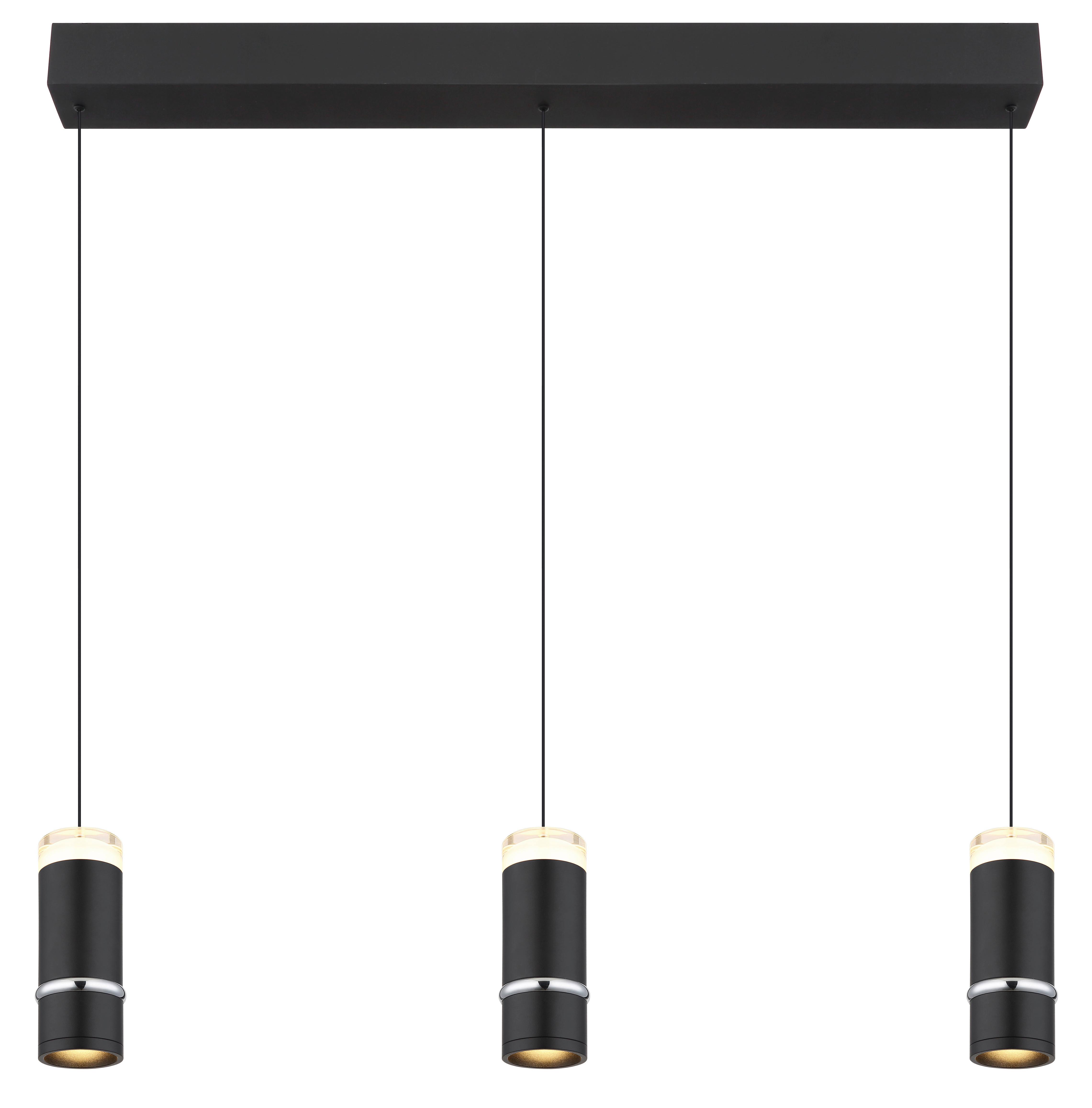 LED-Hängeleuchte Alvarado Schwarz L: 73 cm - Schwarz, Design, Kunststoff/Metall (73/6,5/180cm) - Globo