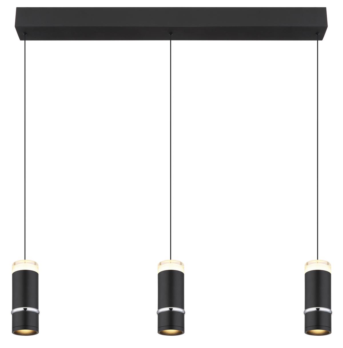 LED-Hängeleuchte Alvarado Schwarz L: 73 cm - Schwarz, Design, Kunststoff/Metall (73/6,5/180cm) - Globo