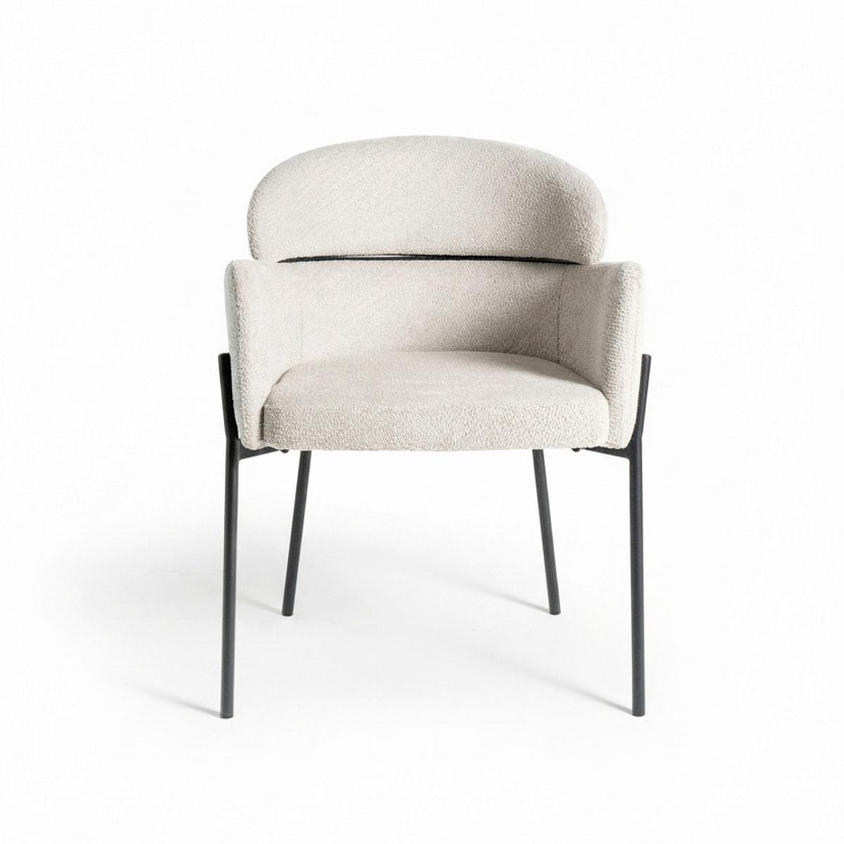 Židle s područkami Chloe, šedobéžová - černá/šedobéžová, Moderní, kov/textil (62/79/59,5cm) - Bessagi Home