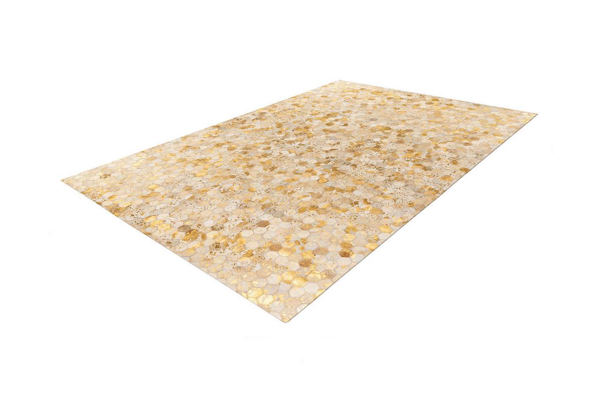 Lederteppich Ravi 400 - Goldfarben, KONVENTIONELL, Leder (160/230cm)