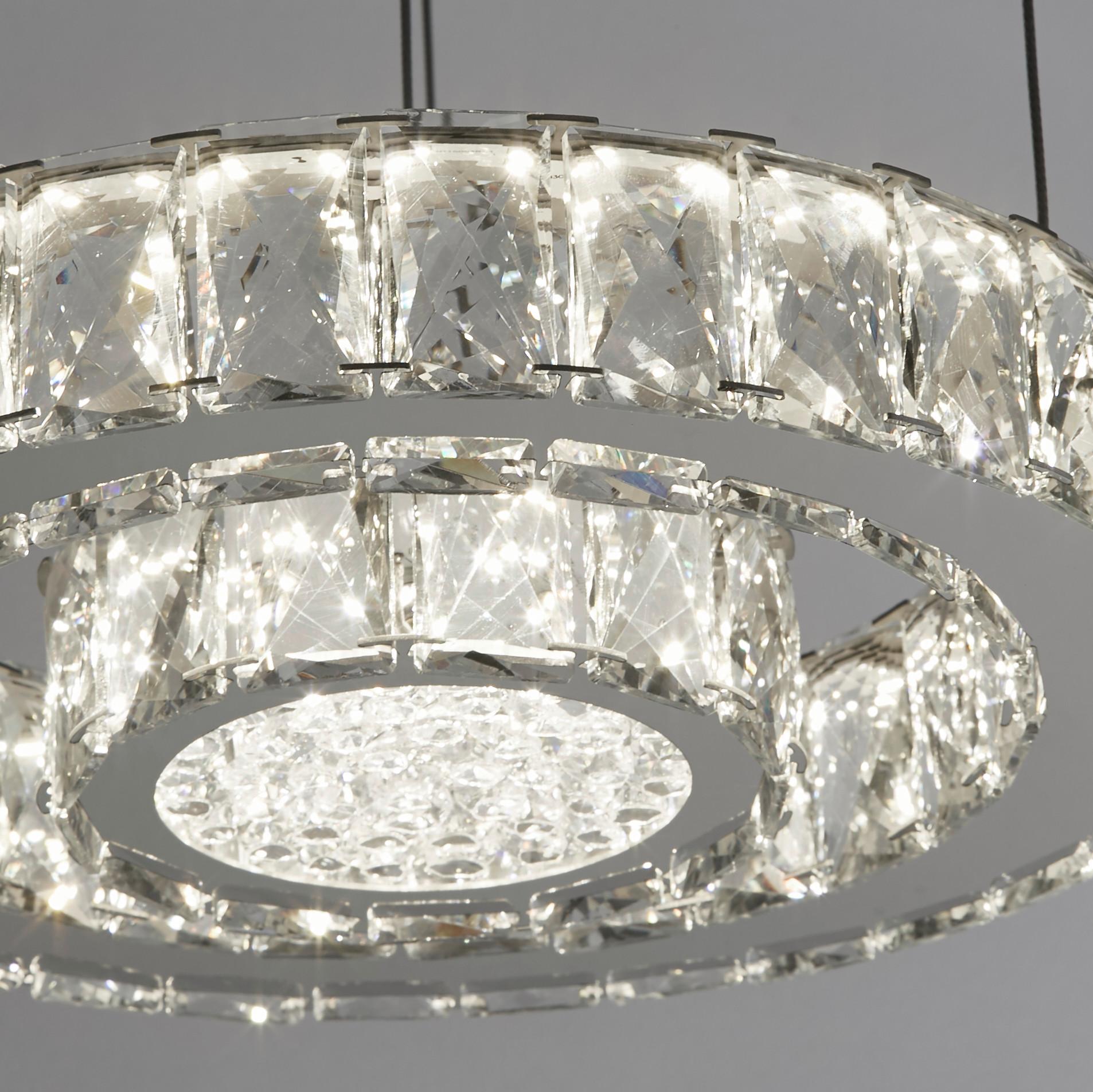 Kristall-Hängeleuchte 2328cc Clover - Chromfarben/Silberfarben, Design, Glas/Kunststoff (35/70cm)