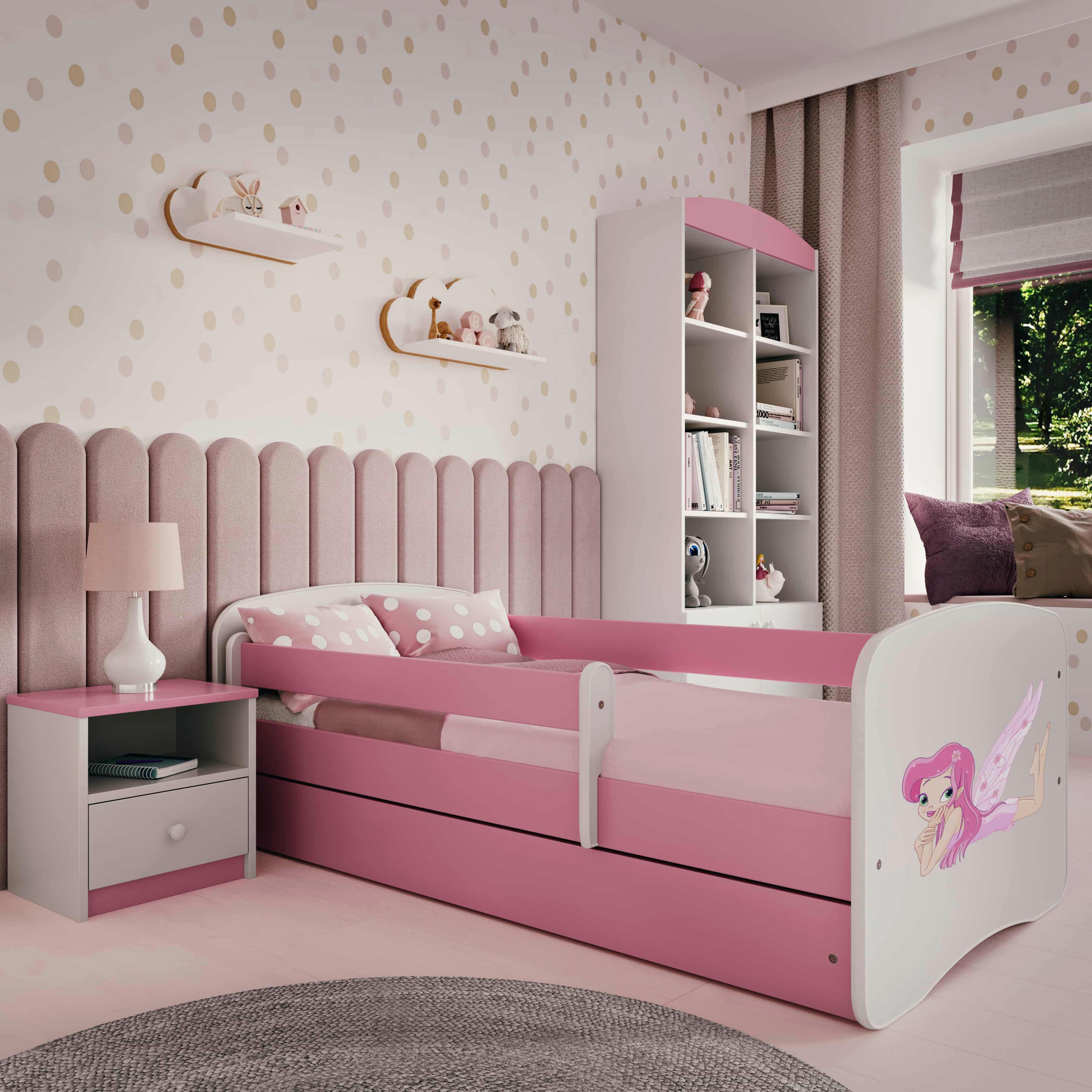 Kinder-/Juniorbett Babydreams Inkl. Matratze 80x160 - Pink/Birkefarben, MODERN, Holz/Holzwerkstoff (80/160cm) - MID.YOU