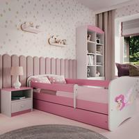 Kinder-/Juniorbett Babydreams Inkl. Matratze 80x160 - Pink/Birkefarben, MODERN, Holz/Holzwerkstoff (80/160cm) - MID.YOU