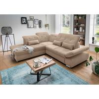 Ecksofa Dalida Hellbraun S: 254x280 cm - Chromfarben/Hellbraun, MODERN, Textil (254/280cm) - Livetastic