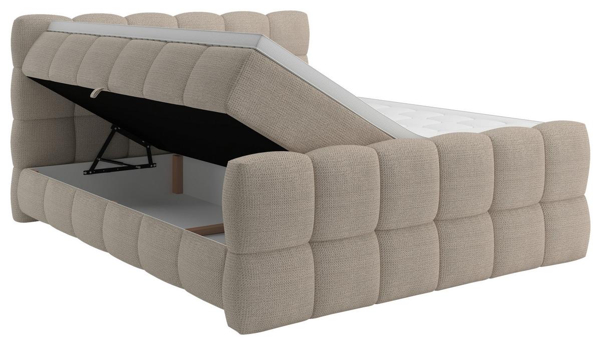 BOXSPRINGBETT inkl. Bettkasten 120x200 - Beige/Schwarz, Trend, Holz/Holzwerkstoff (120/200cm) - Sembella
