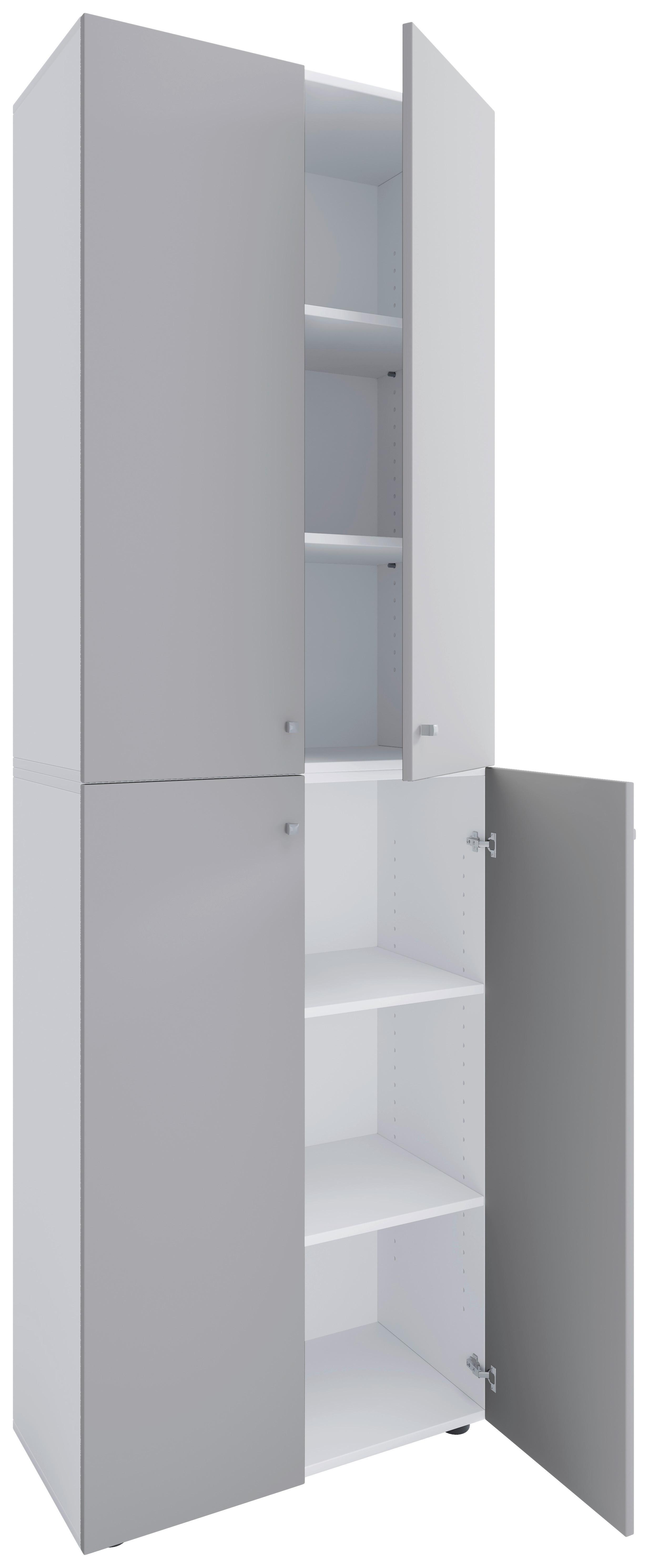 Schuhschrank Lona Grau Weiß - Schwarz/Weiß, Design, Holzwerkstoff (70/220/40cm) - MID.YOU