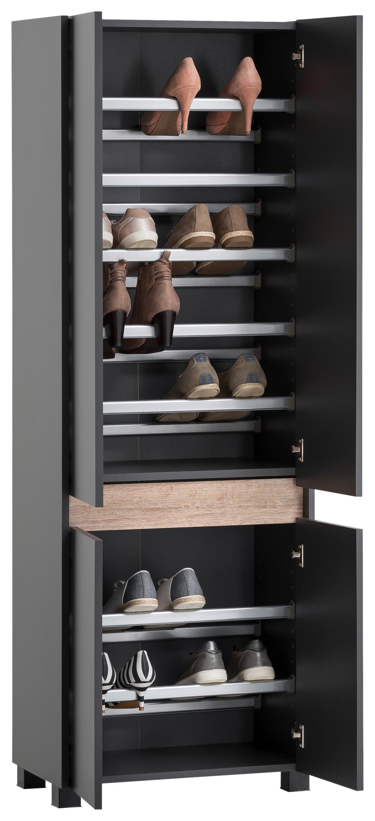 Schuhschrank Cosmo Schuhschrank - Anthrazit/Schwarz, Design, Holzwerkstoff (56,9/164,5/33cm) - MID.YOU