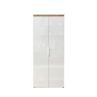 SKRIŇA EASY OFFICE - biela/biela s vysokým leskom, Modern, kov/kompozitné drevo (81/193/34cm) - Based