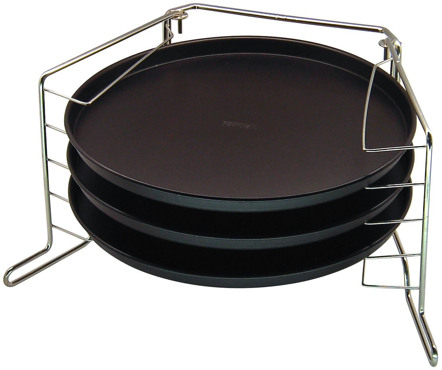 Pizzablech Rund DxH: 29x1,5 cm 4er-Set Antihaftbeschichtet - Schwarz, Metall (29/1,5cm) - Zenker