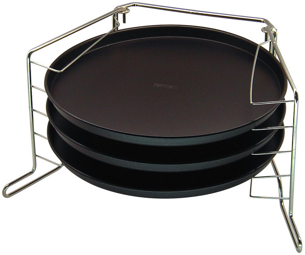 Pizzablech Rund DxH: 29x1,5 cm 4er-Set Antihaftbeschichtet - Schwarz, Metall (29/1,5cm) - Zenker