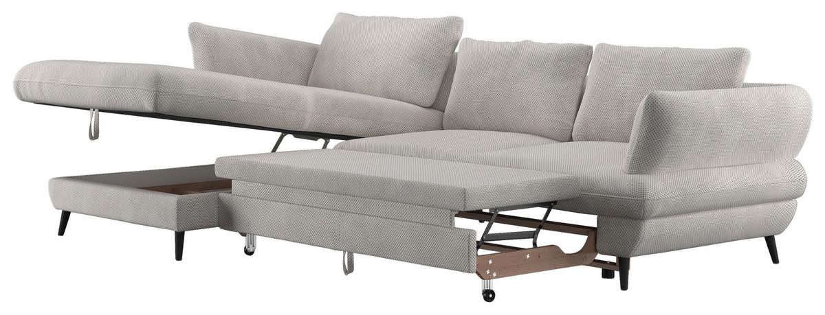 Ecksofa Balou, Naturfarben S:181x281cm - Schwarz/Naturfarben, Design, Textil (181/281cm) - Livetastic