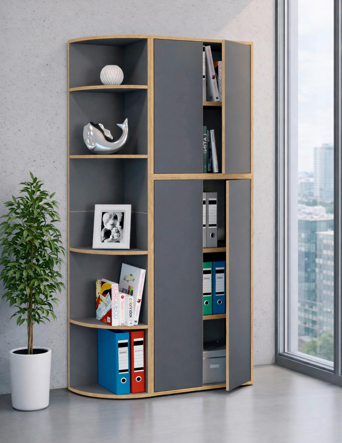 Eckregal Salia Anthazit/Honigeiche B: 33 cm - Honigeiche/Anthrazit, Design, Holzwerkstoff (33/183/33cm) - Livetastic