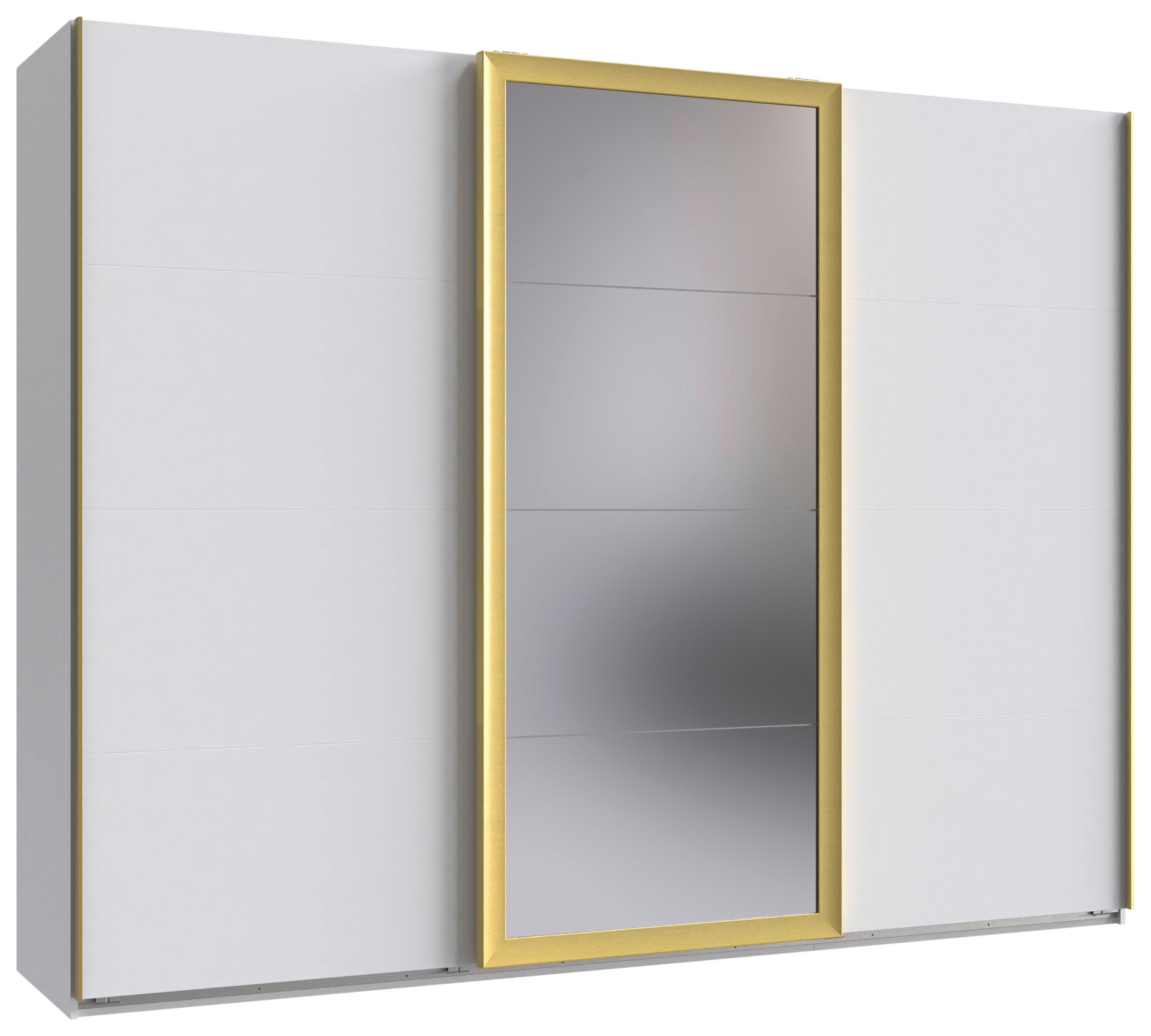 Šatníková skriňa KATAR - biela/zlatá, Modern, kov/kompozitné drevo (270/208/64cm) - Mömax