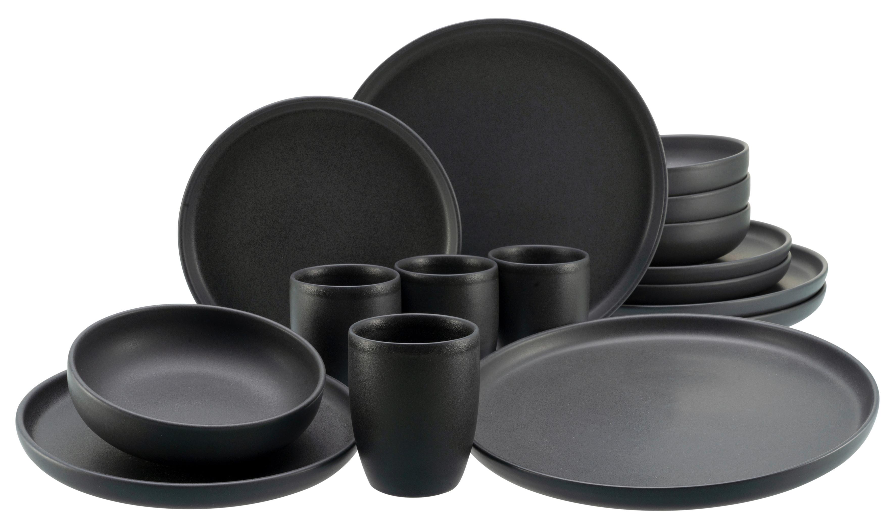 Kombinovaný servis UNO BLACK II, 16-dielny - čierna, Konventionell, keramika - Creatable