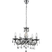 Hängeleuchte Lexi H: 128 cm 5-Flammig - Chromfarben, KONVENTIONELL, Kunststoff/Metall (128cm) - Ondega