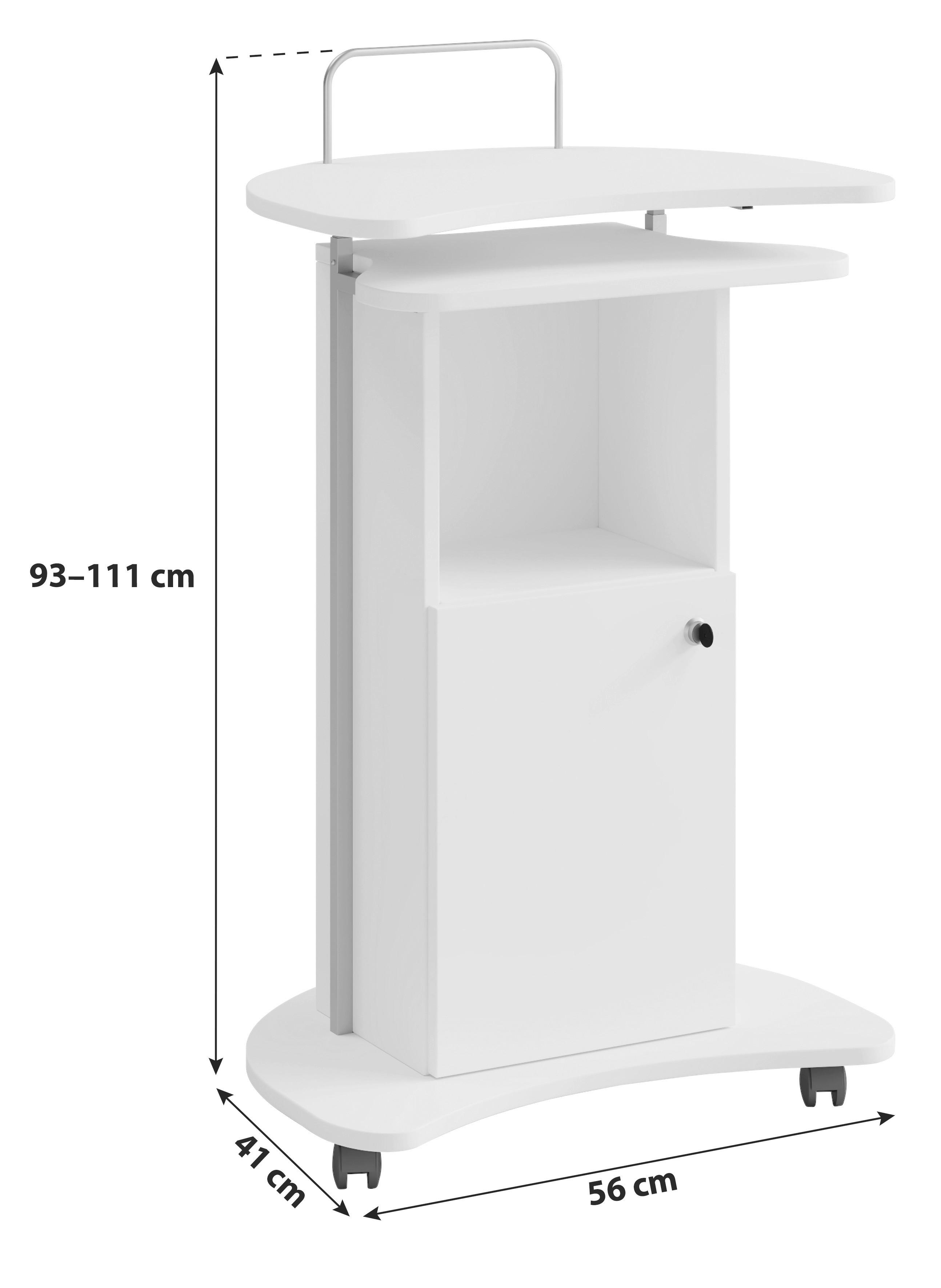Stehpult mit Stauraum + Rollen B 56 H 12 cm Komil Buche Dekor - Buchefarben, Basics, Holzwerkstoff (56/41/93cm) - MID.YOU