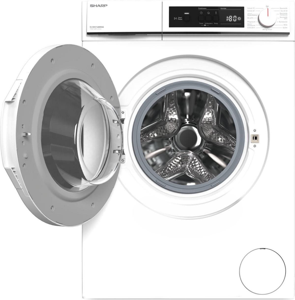 Waschmaschine Sharp Es-Nfa814wwna-De Weiss - Weiß, Basics, Kunststoff (59,7/84,5/52,7cm) - Sharp