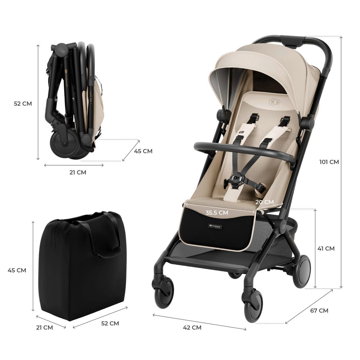 Buggy beigebraun/Grau - Beigebraun, Basics, Kunststoff/Textil (67/42/101cm) - Kinderkraft