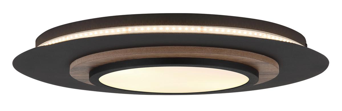 LED-Deckenleuchte Kory Schwarz Weiß Dunkelbraun - Dunkelbraun/Schwarz, Natur, Holzwerkstoff/Kunststoff (48/5,6cm) - Globo