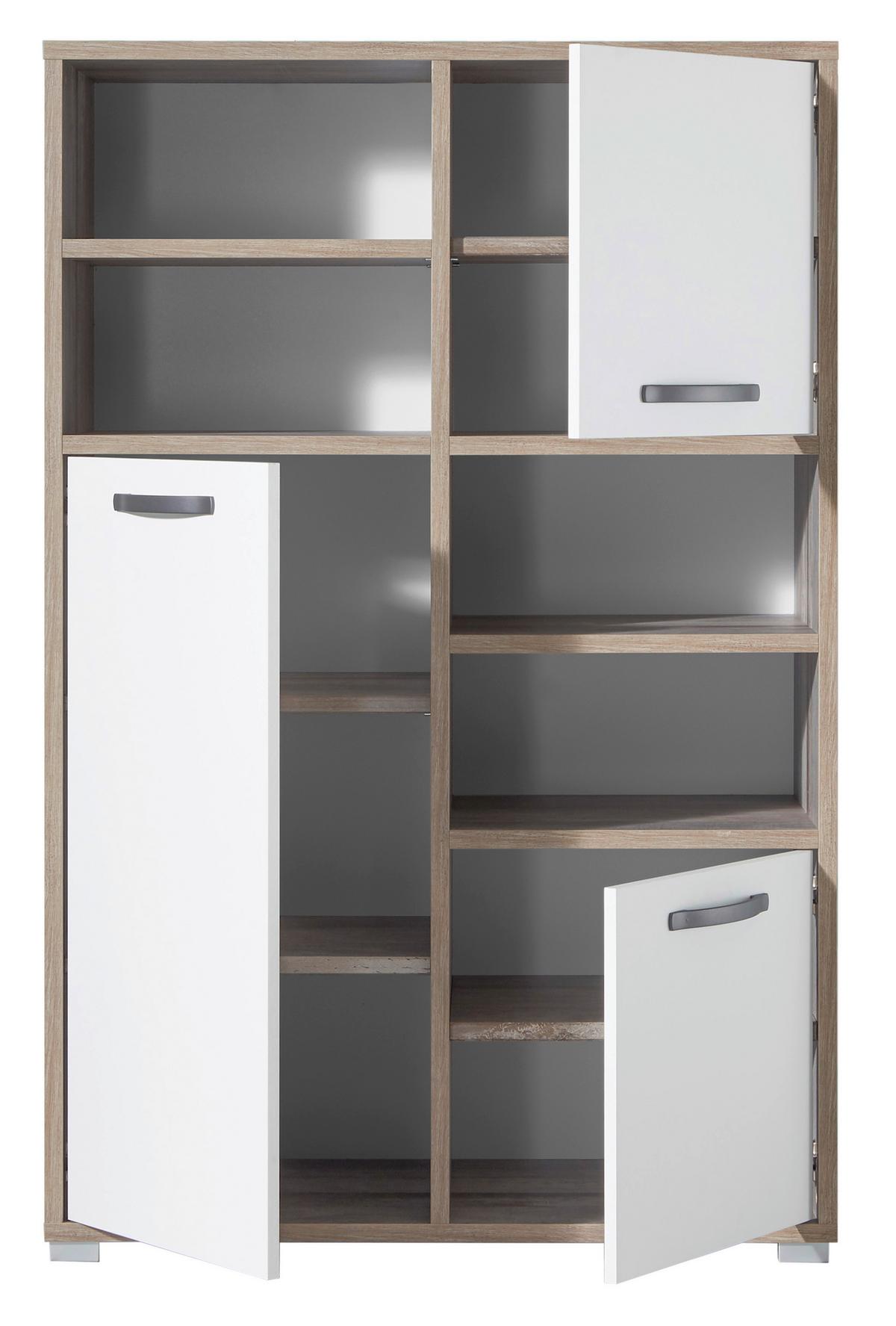 Vysoká komoda MOON - hnedá/sivá, Modern, kompozitné drevo/plast (95/146/46cm) - MID.YOU