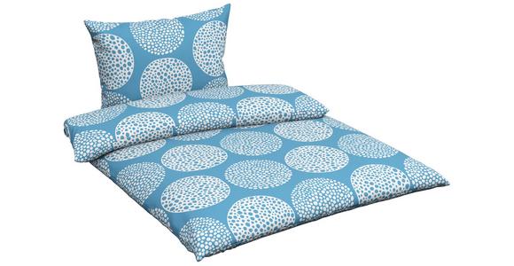Cretonne Bettwäsche 140x200 Cm Anastasia Hellblau Kreise - Hellblau, MODERN, Textil - Luca Bessoni