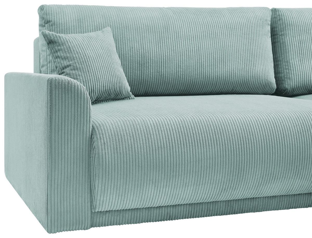 Rohová sedačka KIM L146, oboustr., mátově zel. manšestr - mátově zelená, Moderní, dřevo (233/146cm)