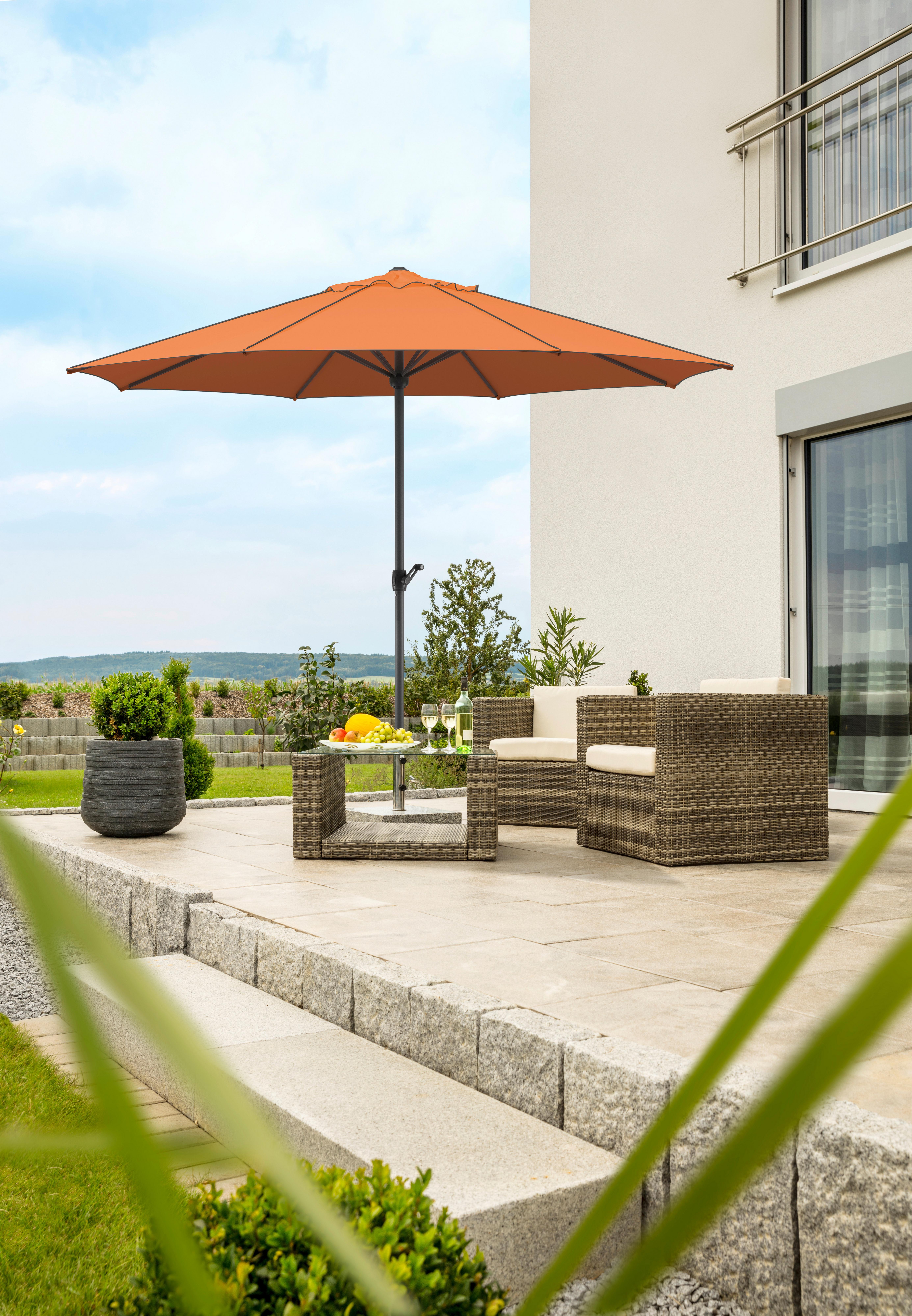 Sonnenschirm Adria BxHxT: 350x275x350 cm Terracotta - Anthrazit/Terracotta, Basics, Textil/Metall (350/275cm) - Schneider