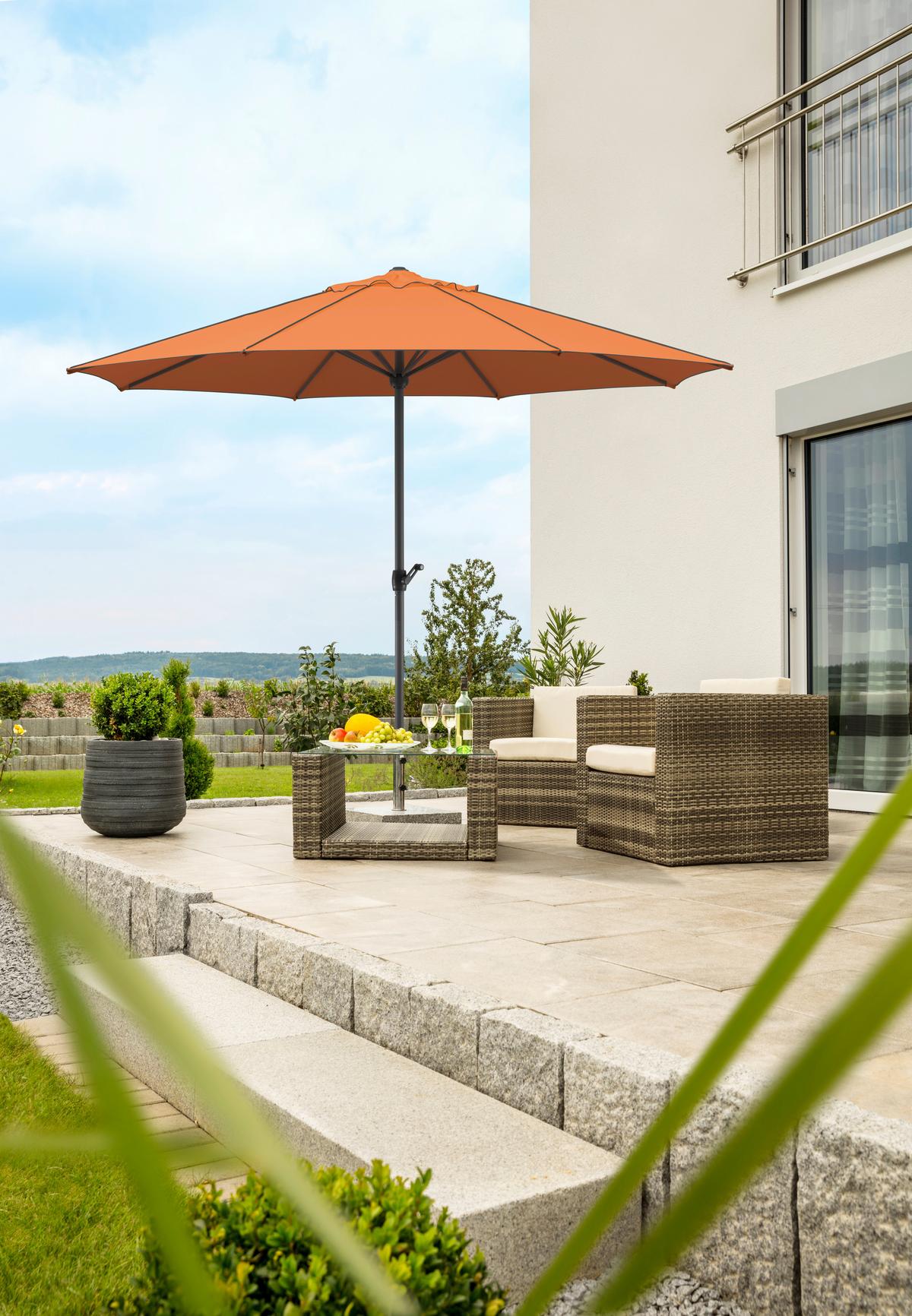 Sonnenschirm Adria BxHxT: 350x275x350 cm Terracotta - Anthrazit/Terracotta, Basics, Textil/Metall (350/275cm) - Schneider
