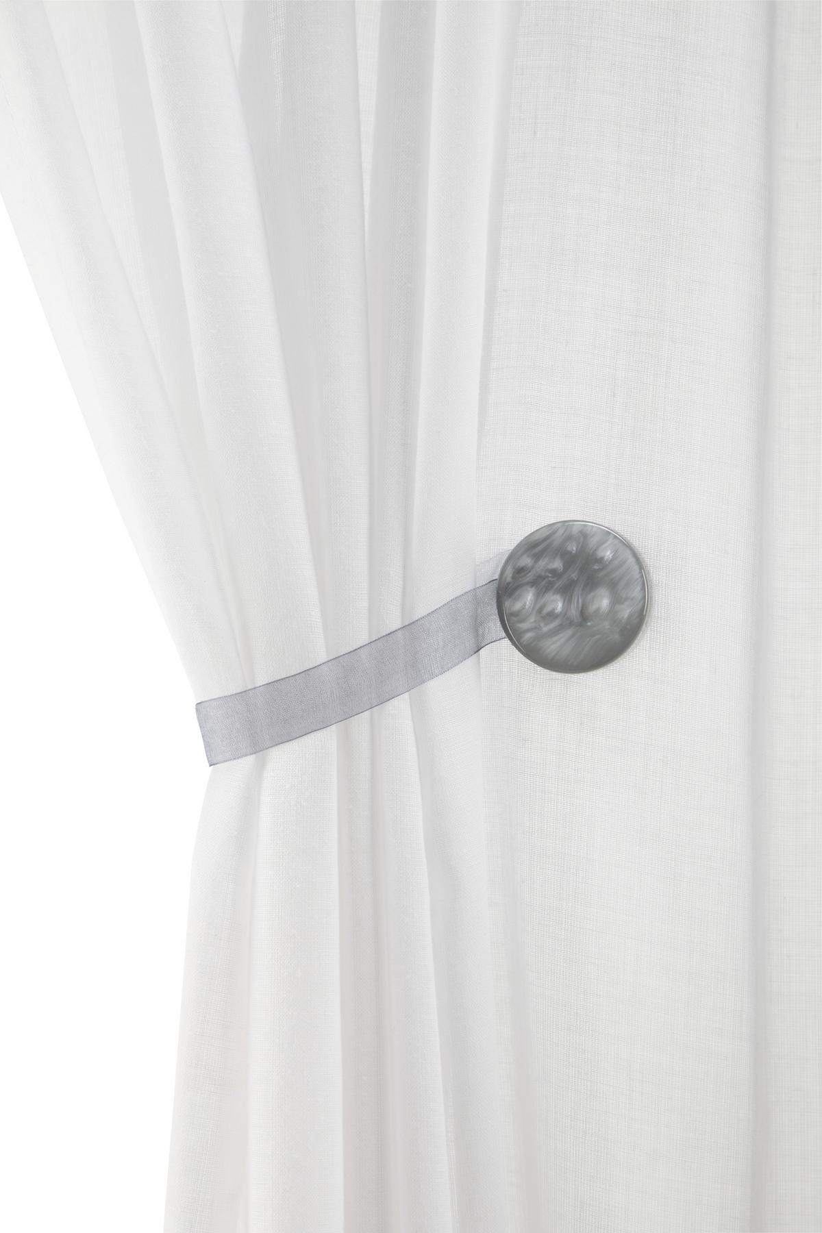 DEKORAČNÝ ŠTIPEC PERLMUTT - sivá/biela, textil (4cm) - Modern Living