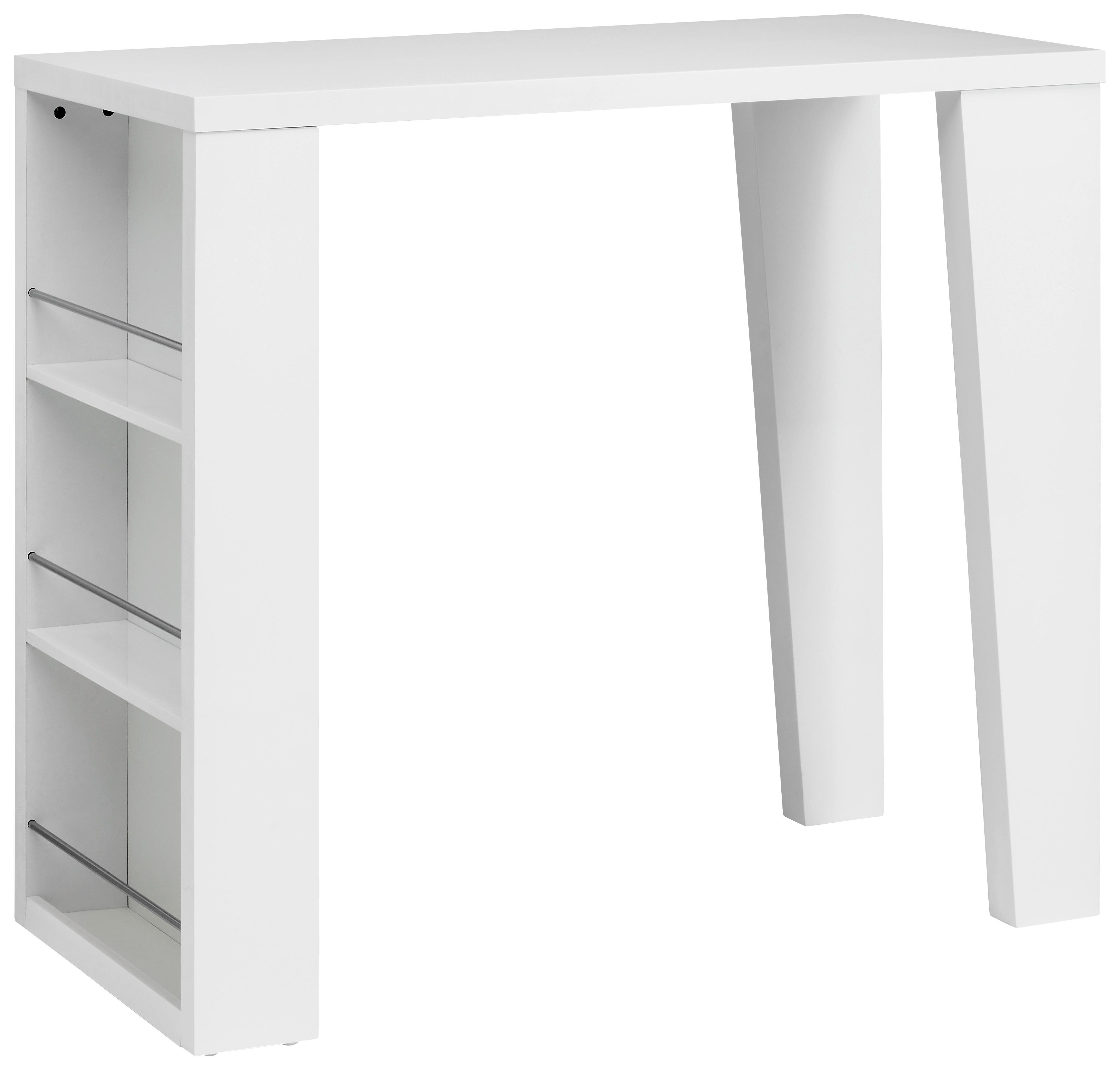 Bartisch Lyon 120x107x60 Cm Mdf Weiß Hochglanz 3 Ablagen - Weiß Hochglanz, KONVENTIONELL, Holzwerkstoff/Metall (120/107/60cm)