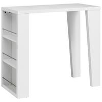 Bartisch Lyon 120x107x60 Cm Mdf Weiß Hochglanz 3 Ablagen - Weiß Hochglanz, KONVENTIONELL, Holzwerkstoff/Metall (120/107/60cm)