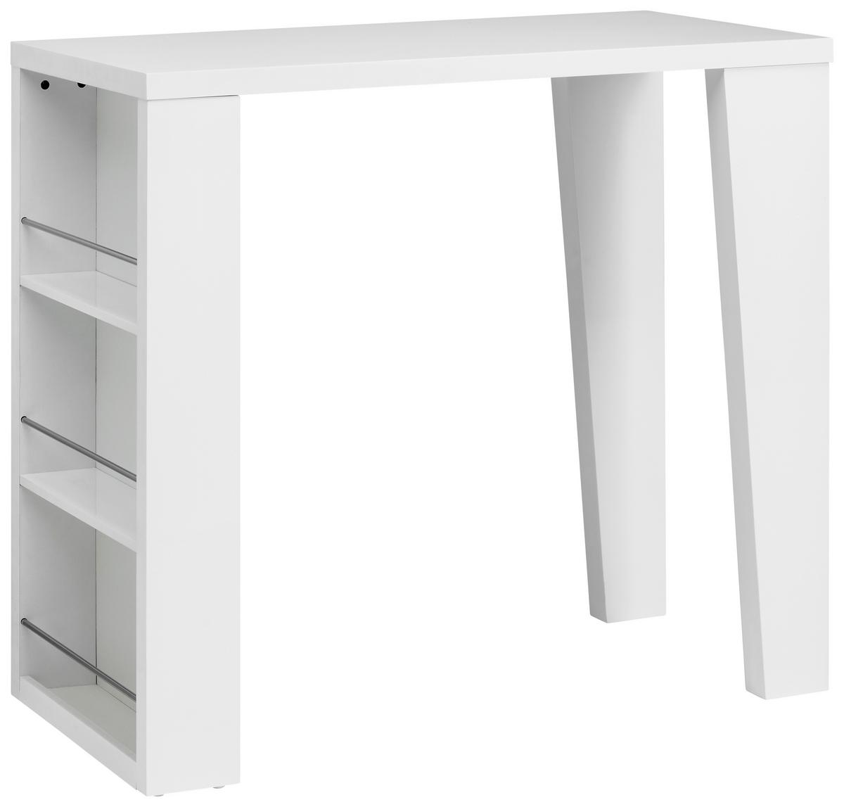 Bartisch Lyon 120x107x60 Cm Mdf Weiß Hochglanz 3 Ablagen - Weiß Hochglanz, KONVENTIONELL, Holzwerkstoff/Metall (120/107/60cm)