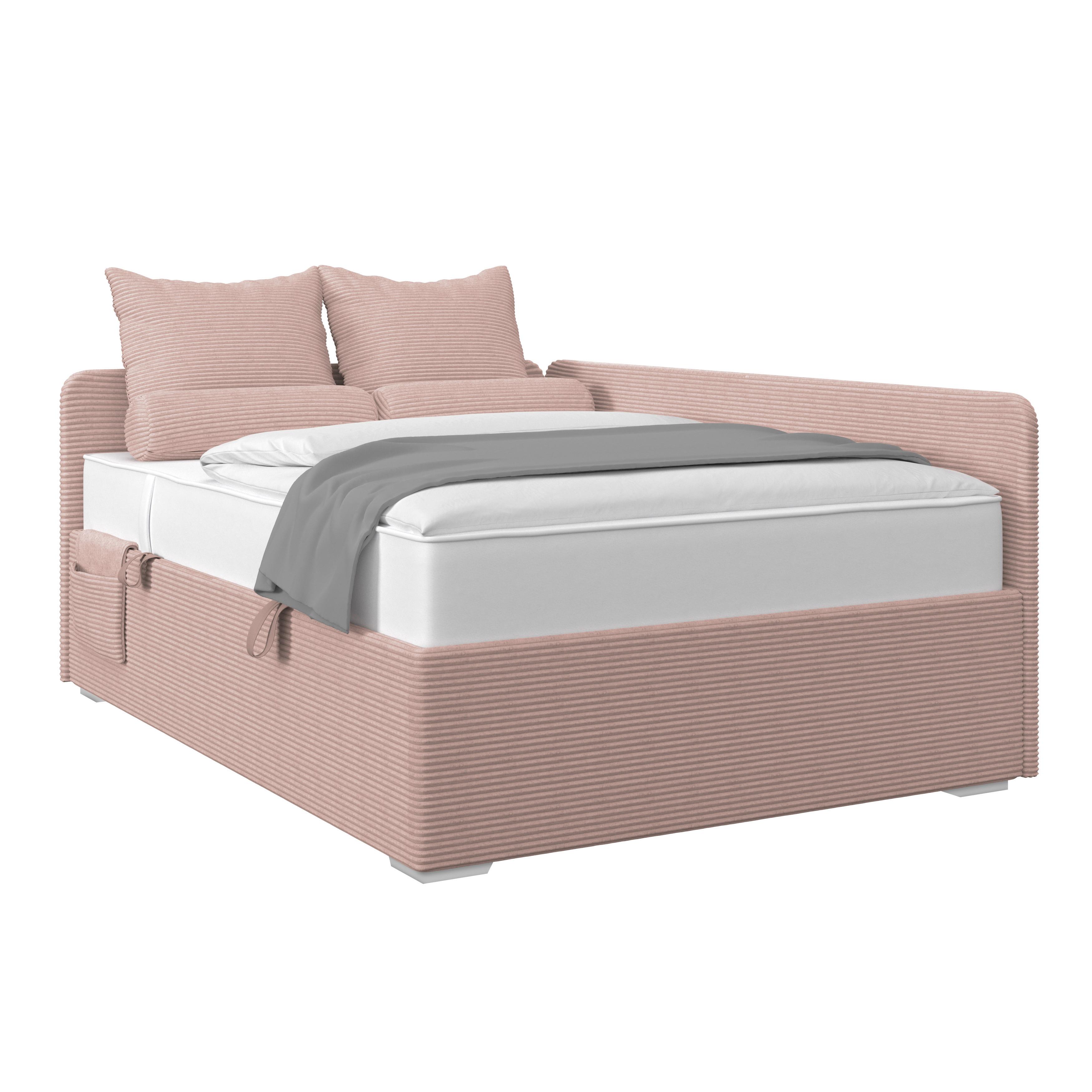 Kárpitozott Ágy Remi 120/200cm - rózsaszín, Modern, textil/fa (120/200cm)