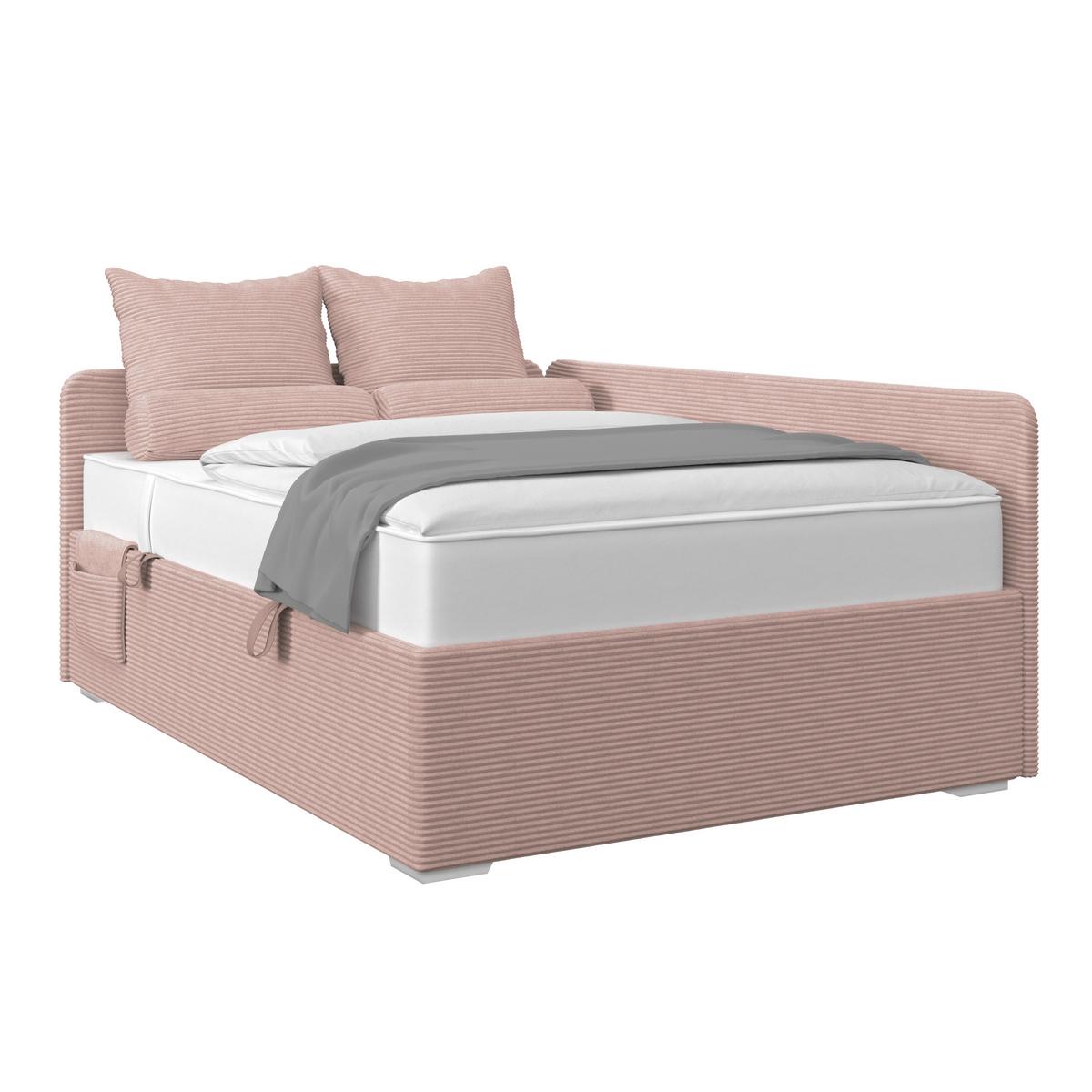 Kárpitozott Ágy Remi 140/200cm - rózsaszín, Modern, textil/fa (140/200cm)