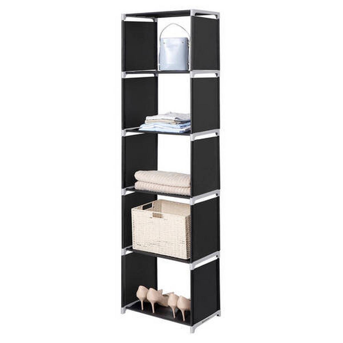 REGALKOMBINATION B: 50 cm, Schwarz - Schwarz, Basics, Kunststoff/Textil (50/180/30cm) - Boxxx