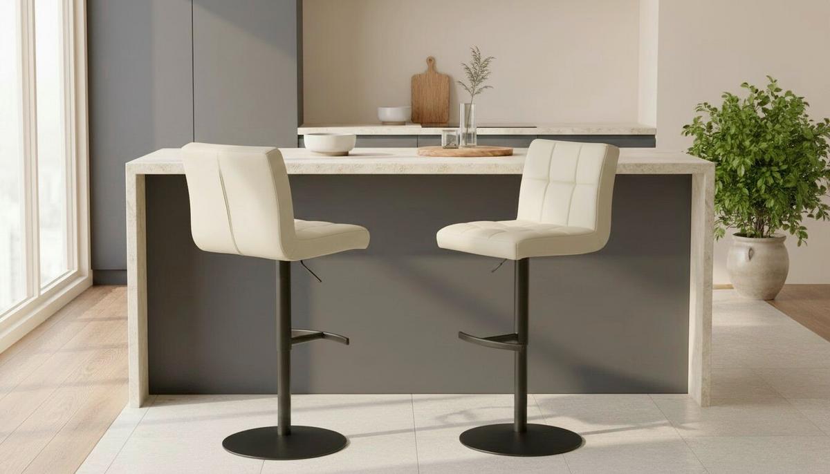 Barhocker Triest Beige B: 43 cm - Beige/Schwarz, MODERN, Leder/Metall (43/92/113/51,5cm) - Livetastic
