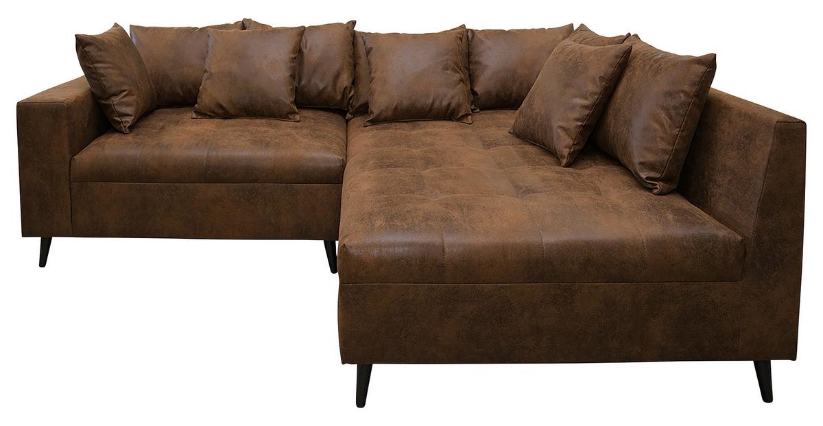 Ecksofa Pruno, Braun S: 247x174 Cm - Schwarz/Braun, Design, Textil (247/174cm) - MID.YOU