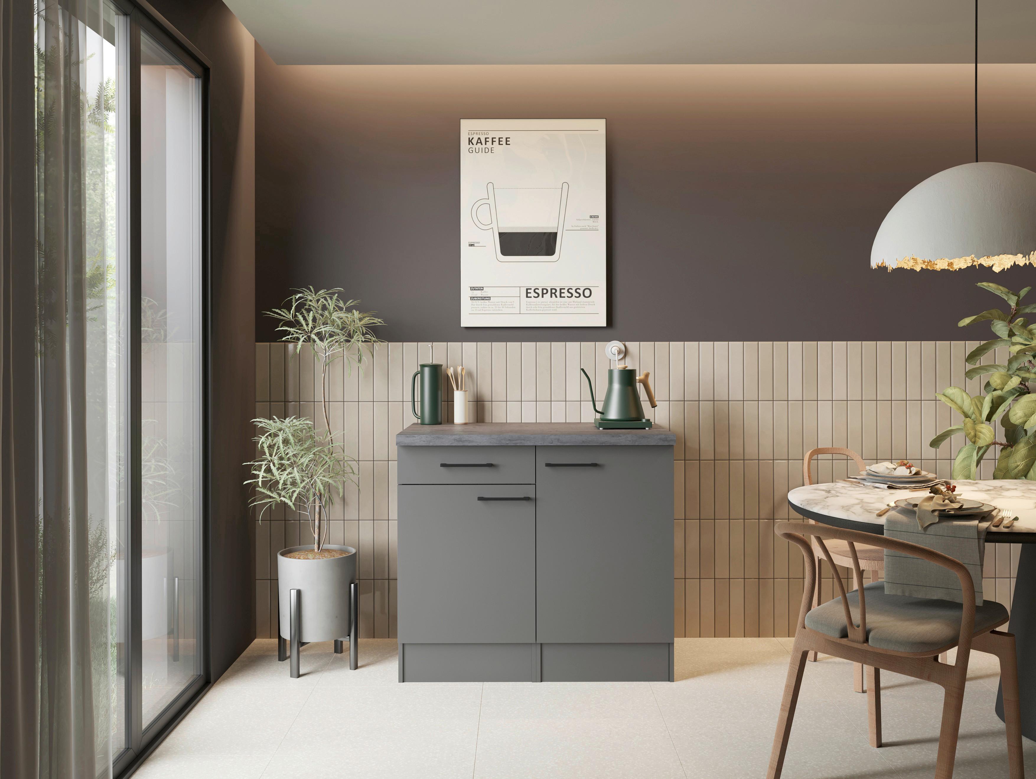 BUFFET Oliver, Grau B: 100 cm - Grau, Trend, Holzwerkstoff (100/90/60cm) - Respekta