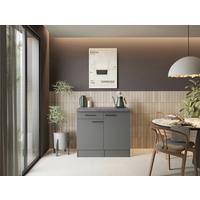 BUFFET Oliver, Grau B: 100 cm - Grau, Trend, Holzwerkstoff (100/90/60cm) - Respekta