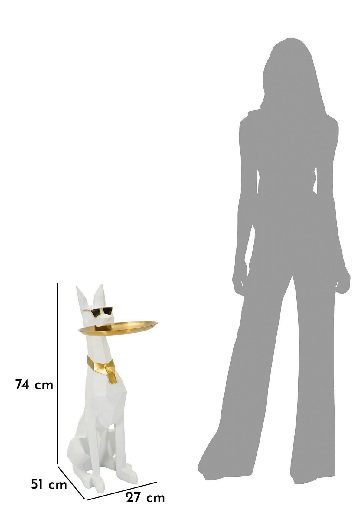 Skulptur Kunststoff/metall, Weiß/gold - Basics, Kunststoff/Metall (31/73/22cm)