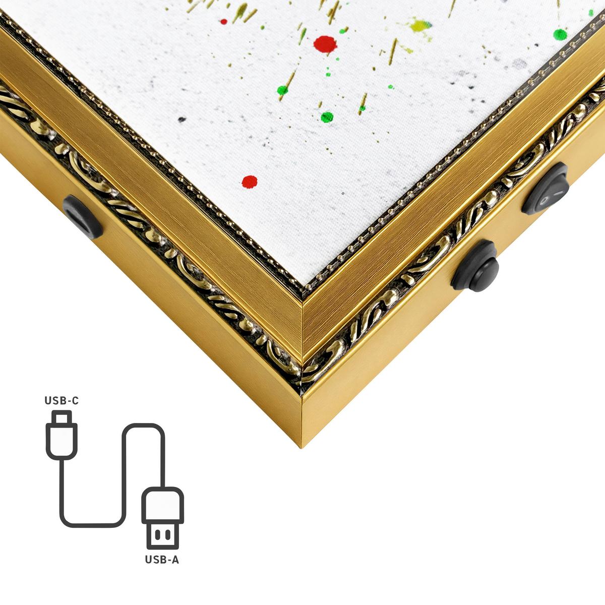 LED-Bild Dog Graffiti - Magenta/Schwarz, Basics, Holzwerkstoff/Kunststoff (50cm)