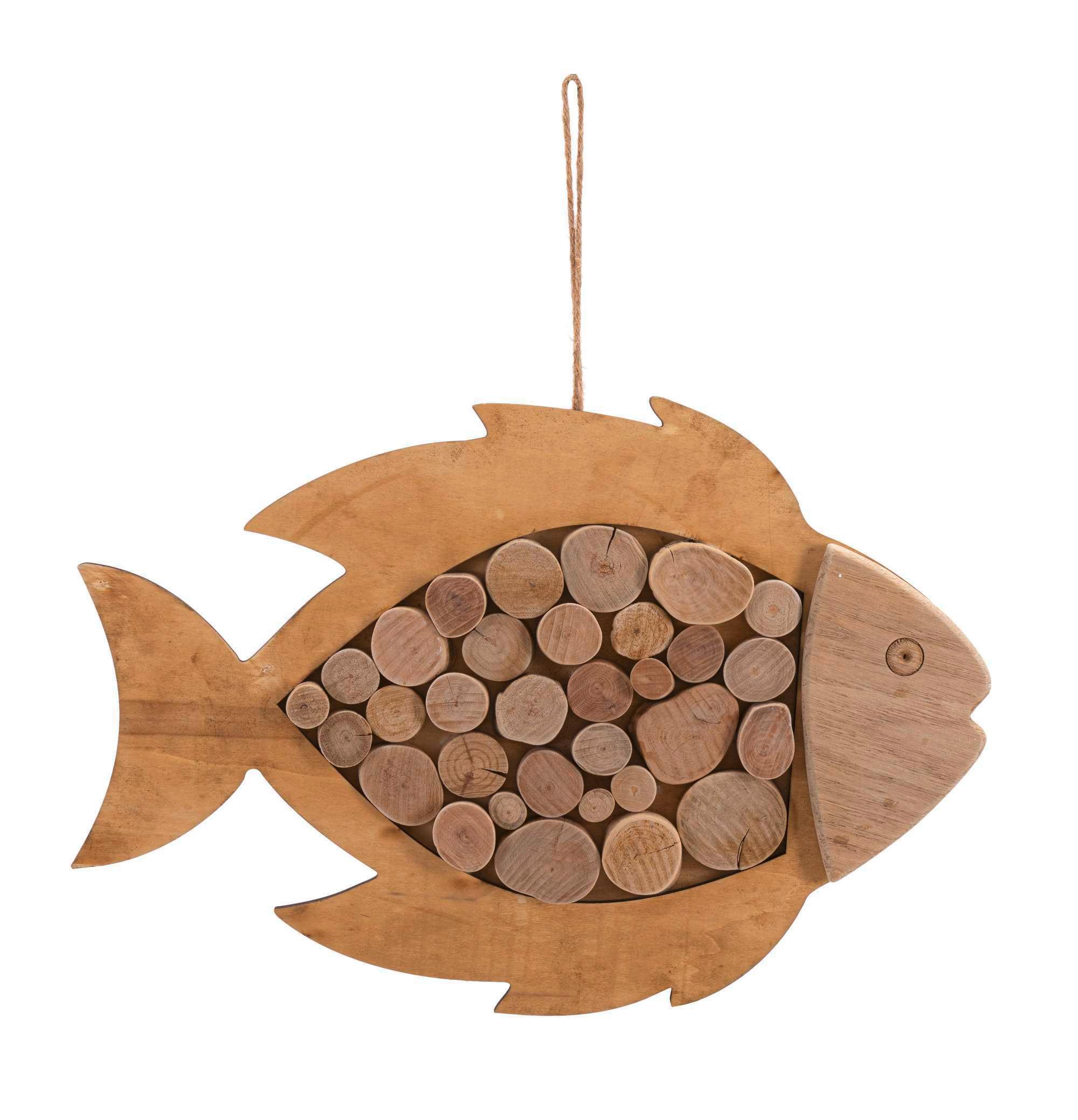 Wanddeko Fisch Braun B: 28 Cm - Braun, Basics, Holz/Metall (28/42/2cm)